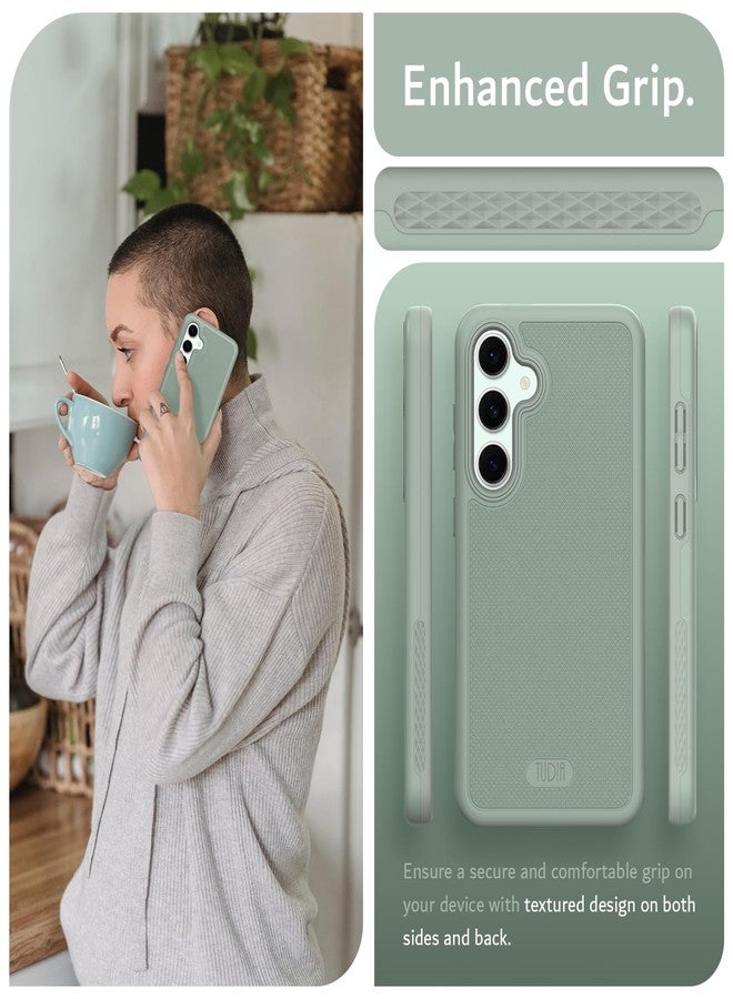 TUDIA MergeGrip [Military Grade] Designed for Samsung Galaxy S24 FE Case (2024), [Drop Tested] Dual Layer Shockproof Slim Tough Heavy Duty Protective Phone Cases for Galaxy S24 FE (Green Lily) - Image 3